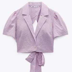 Zara cropped gingham shirt
